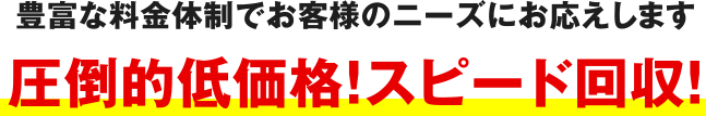 豊富な料金体制でお客様のニーズにお応えします 圧倒的低価格！スピード回収！